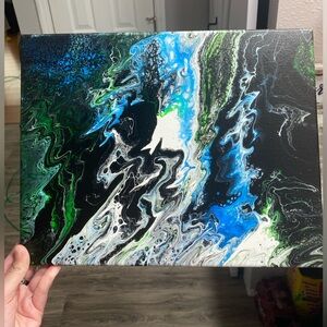 Abstract Neon Blue and Green BLACKLIGHT Art